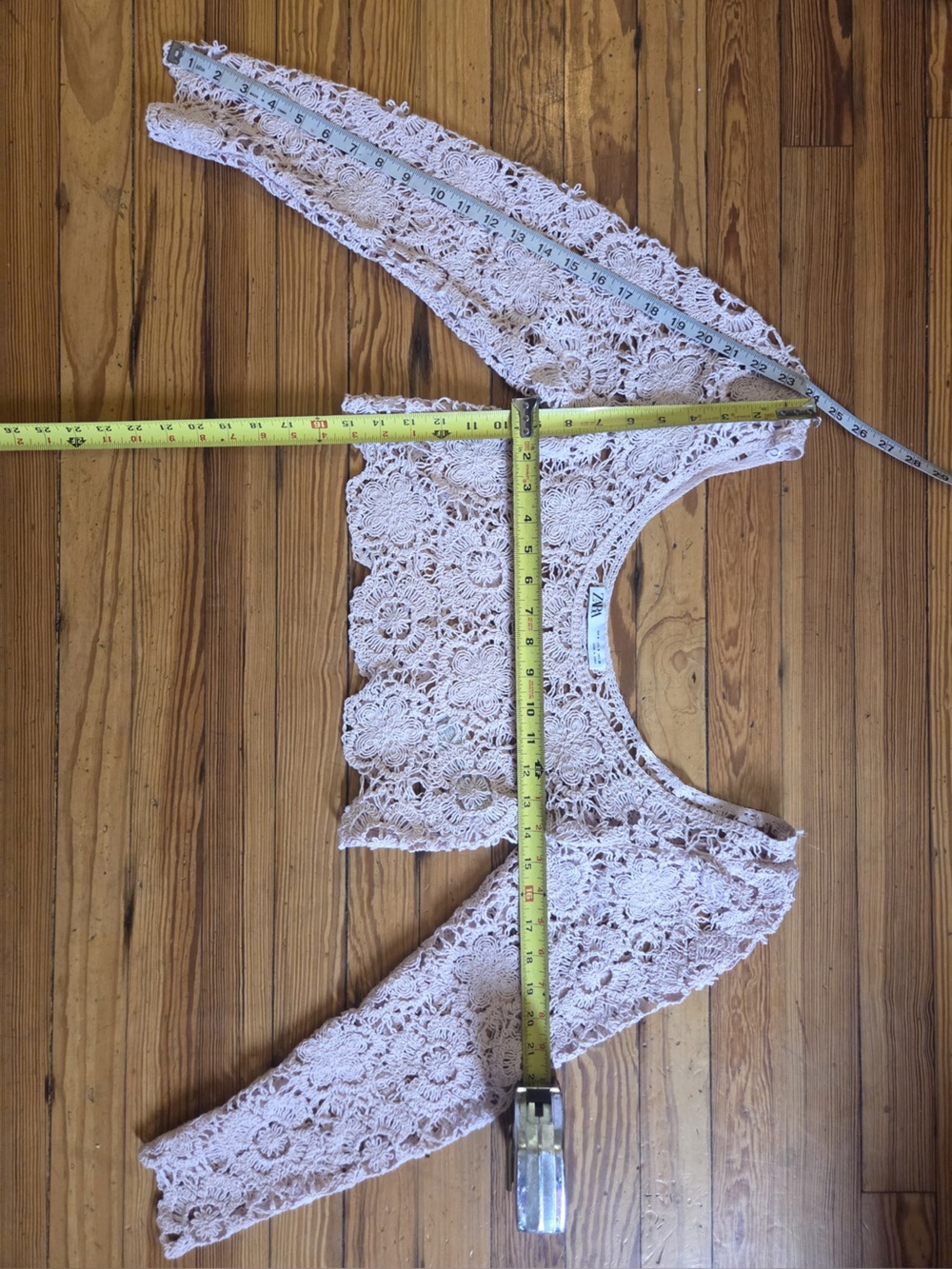 Zara pink Crochet Long-Sleeve Crop Top - Picture 5 of 6